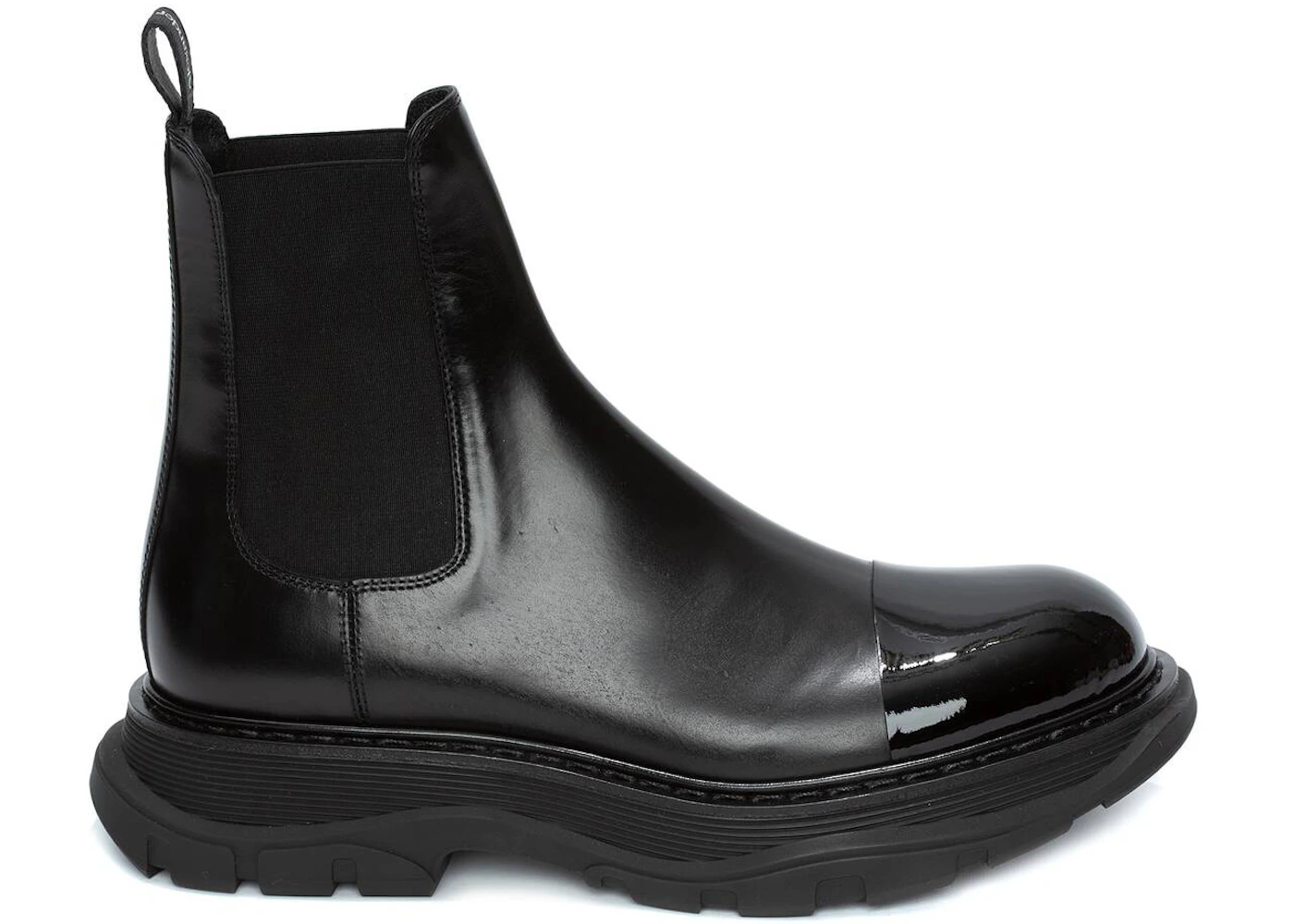 Alexander McQueen Shiny Toecap Tread Chelsea Boot Black