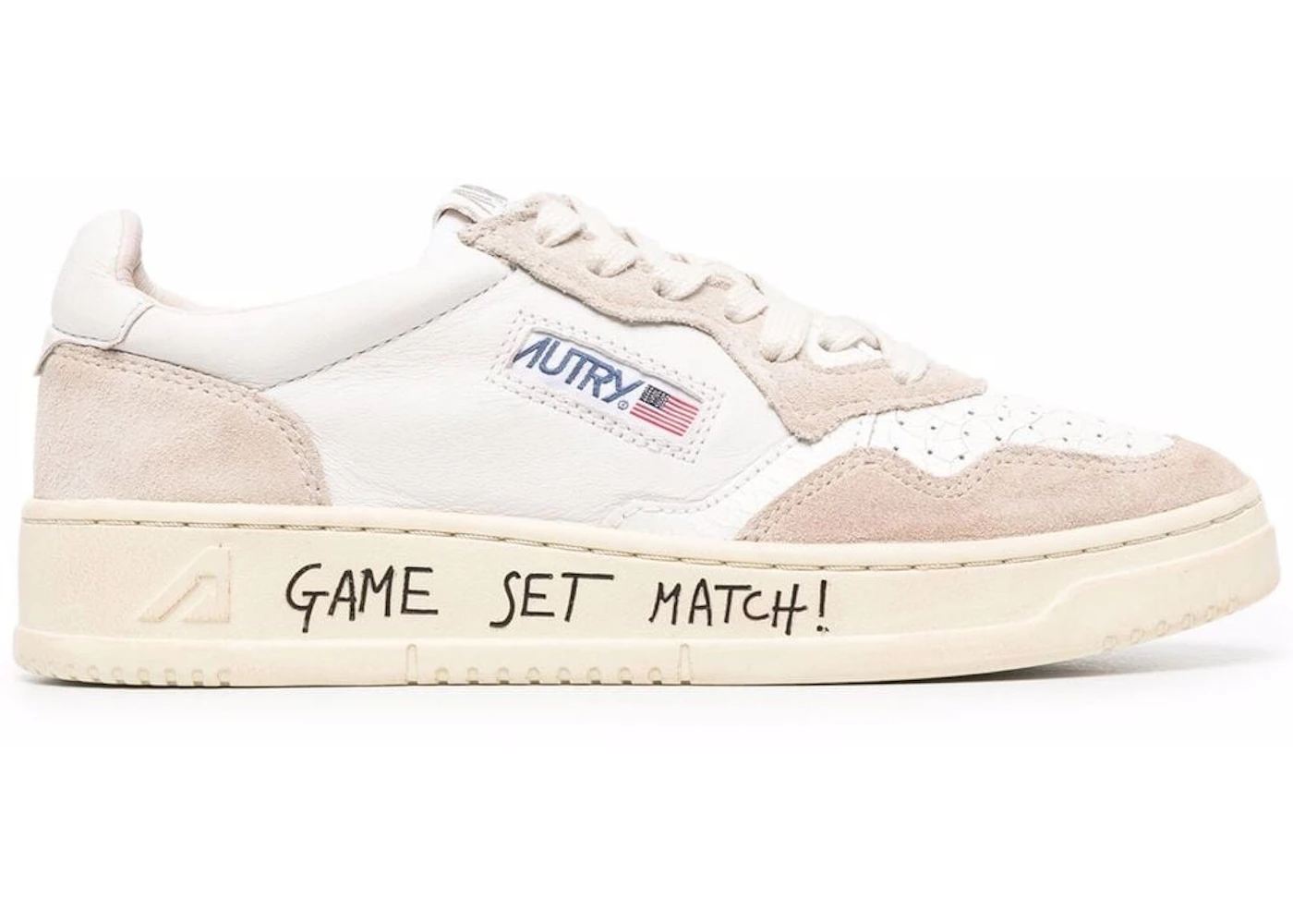 Autry Medalist Leather Low Game Set Match White Beige 
