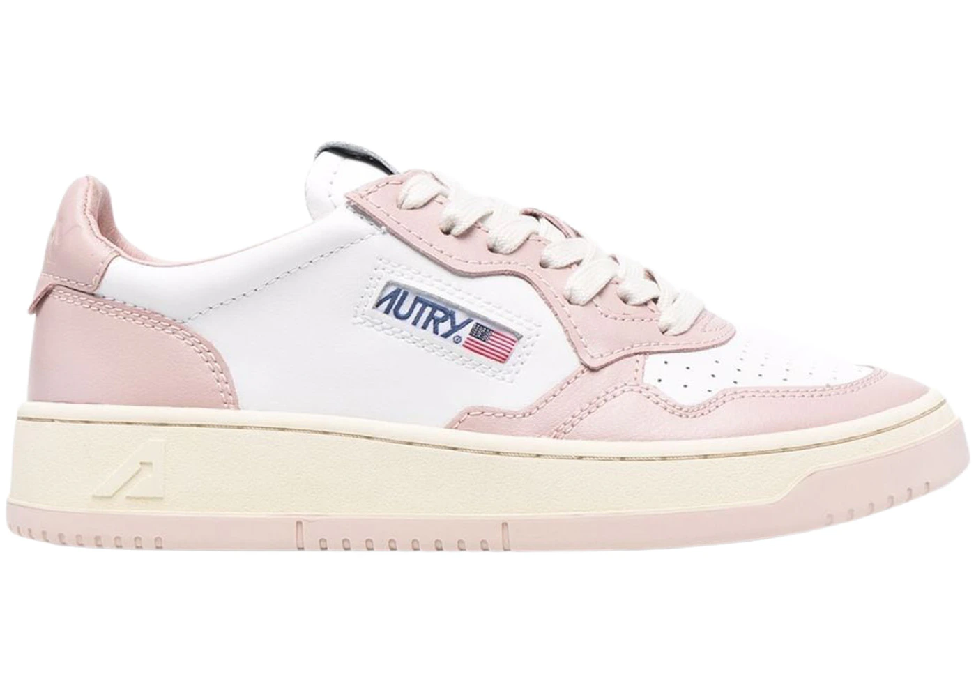 Autry Medalist Leather Low White Pink Cream 