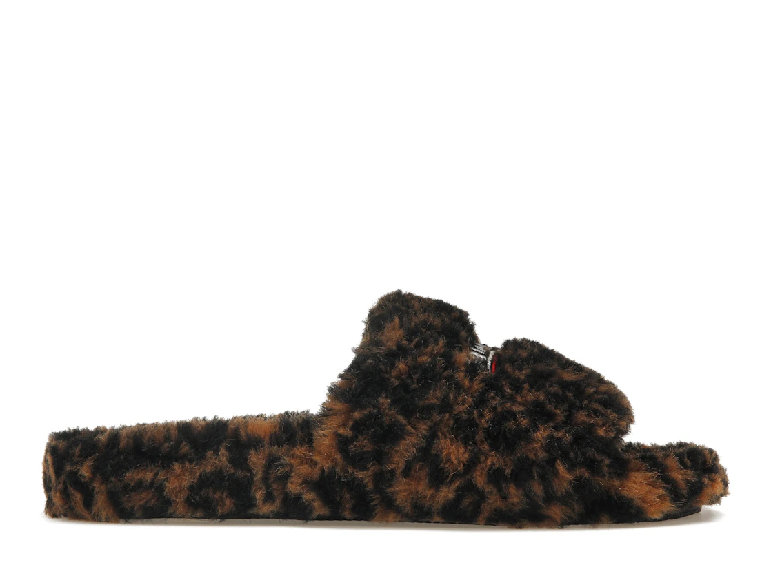 Vue 1 de Balenciaga Furry Slide Leopard Brown Black