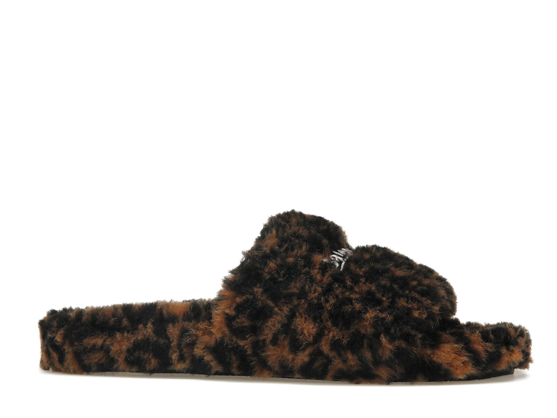 Vue 2 de Balenciaga Furry Slide Leopard Brown Black