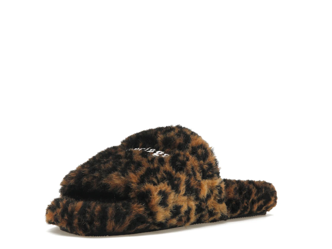 Vue 14 de Balenciaga Furry Slide Leopard Brown Black