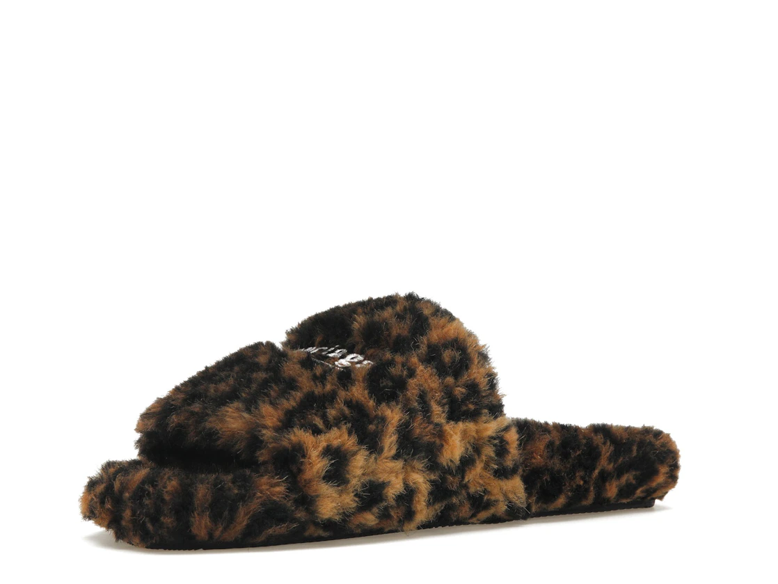 Vue 15 de Balenciaga Furry Slide Leopard Brown Black