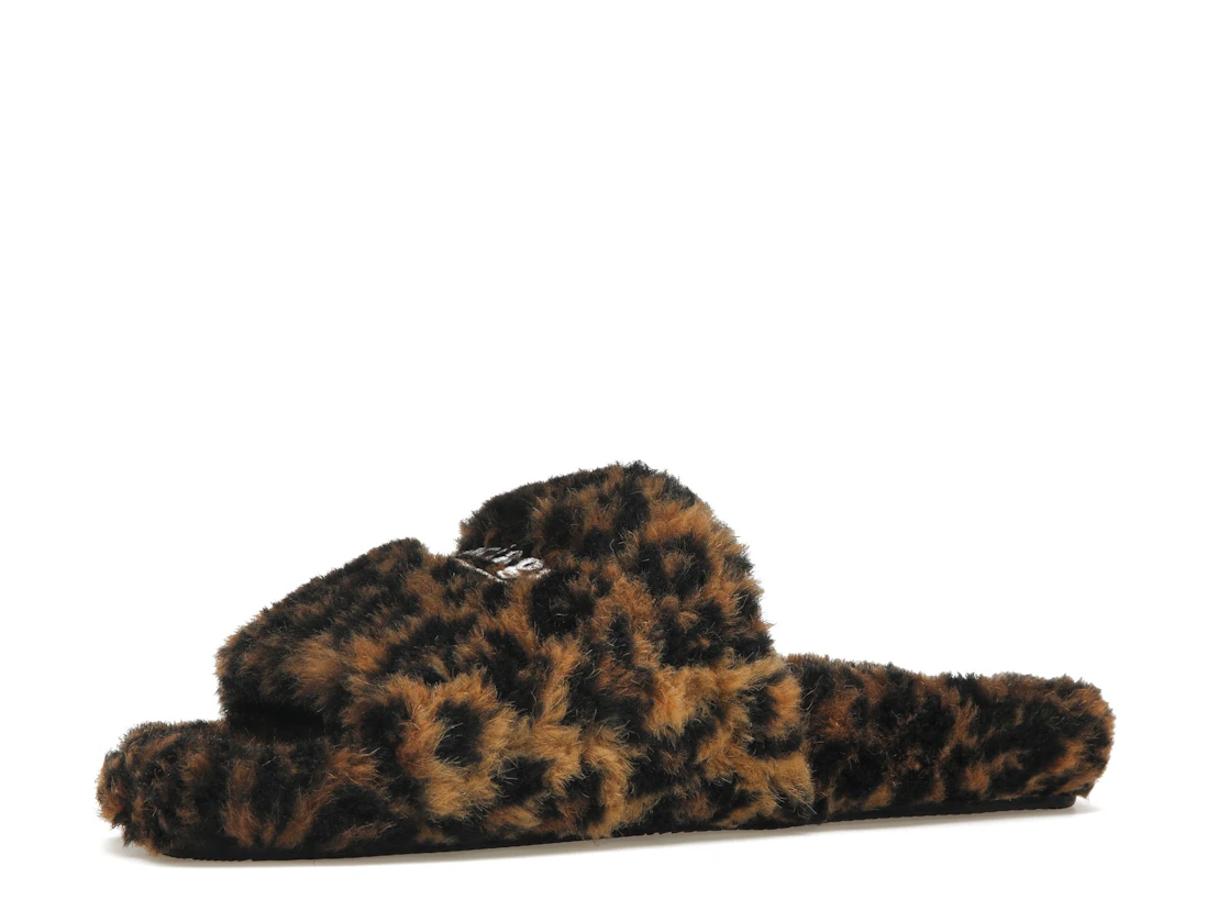 Vue 16 de Balenciaga Furry Slide Leopard Brown Black