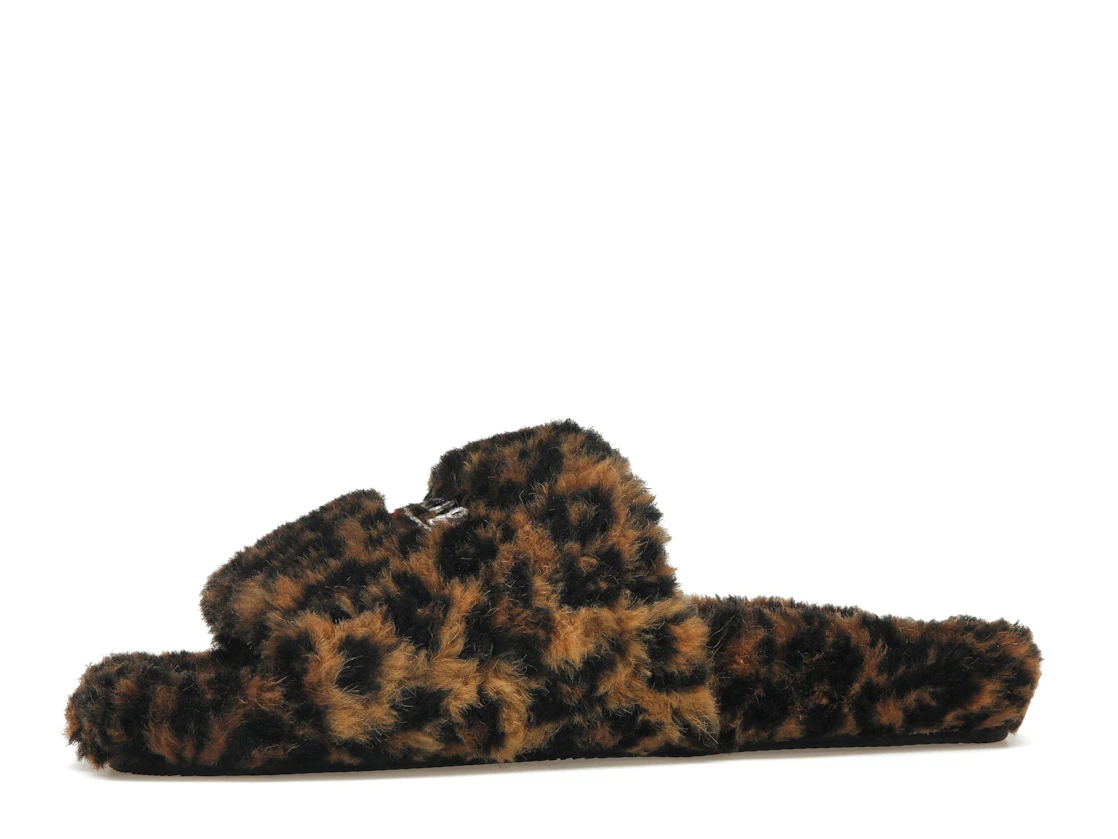 Vue 17 de Balenciaga Furry Slide Leopard Brown Black
