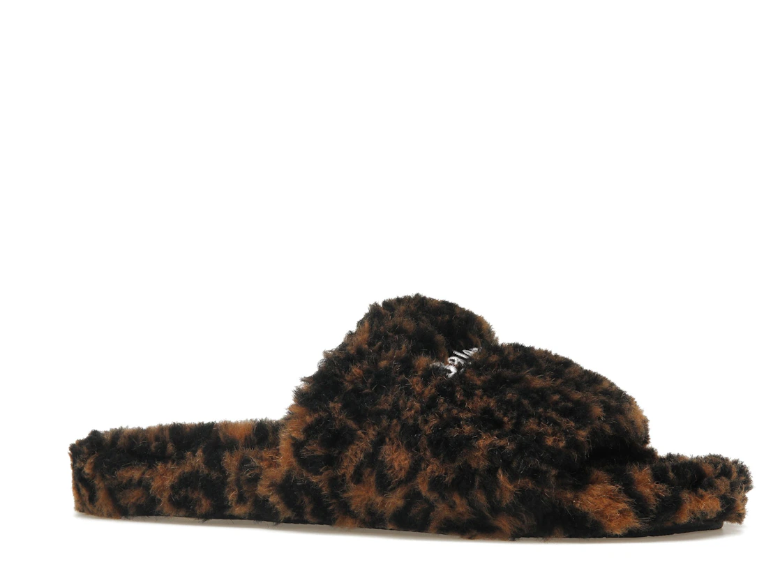 Vue 3 de Balenciaga Furry Slide Leopard Brown Black