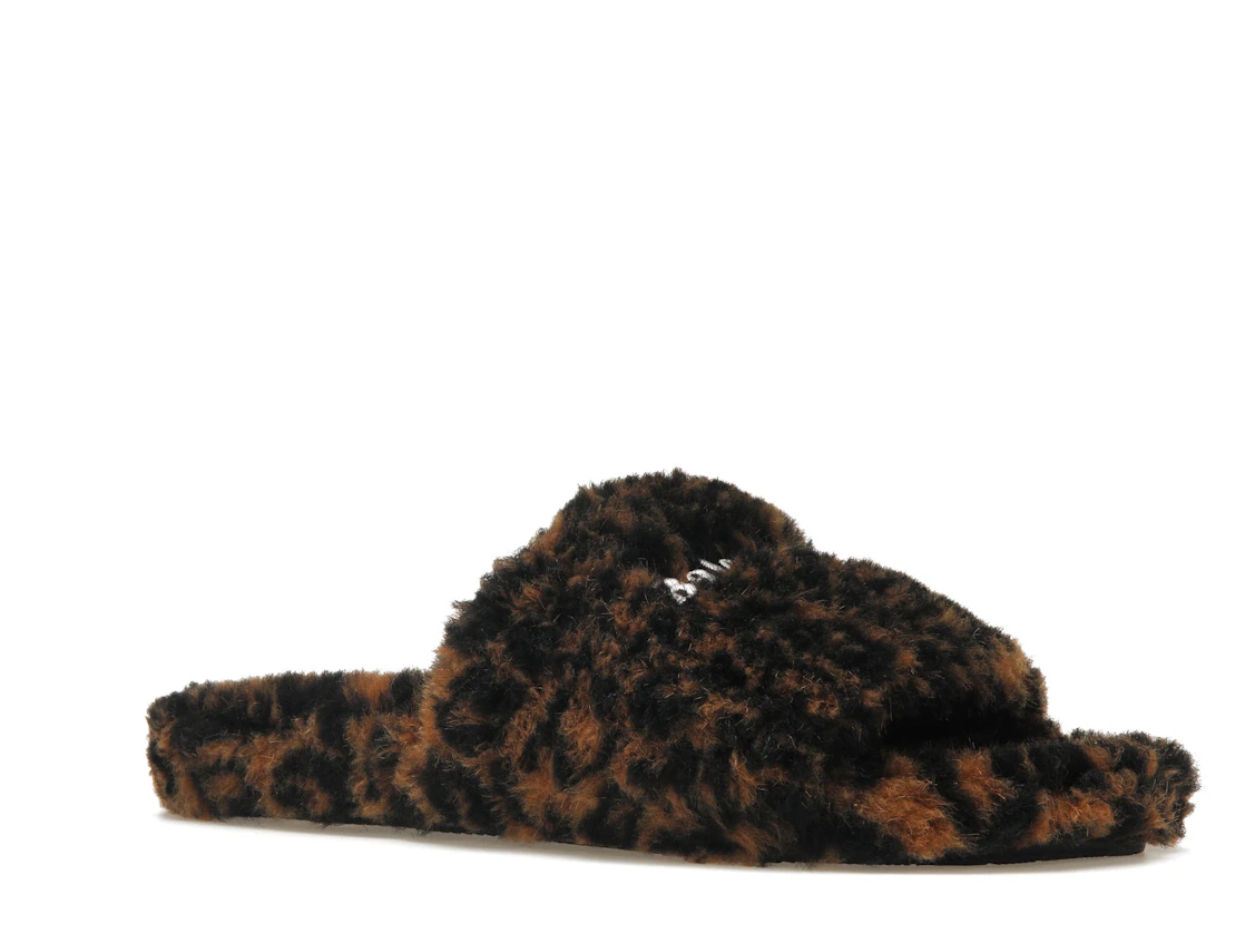 Vue 4 de Balenciaga Furry Slide Leopard Brown Black