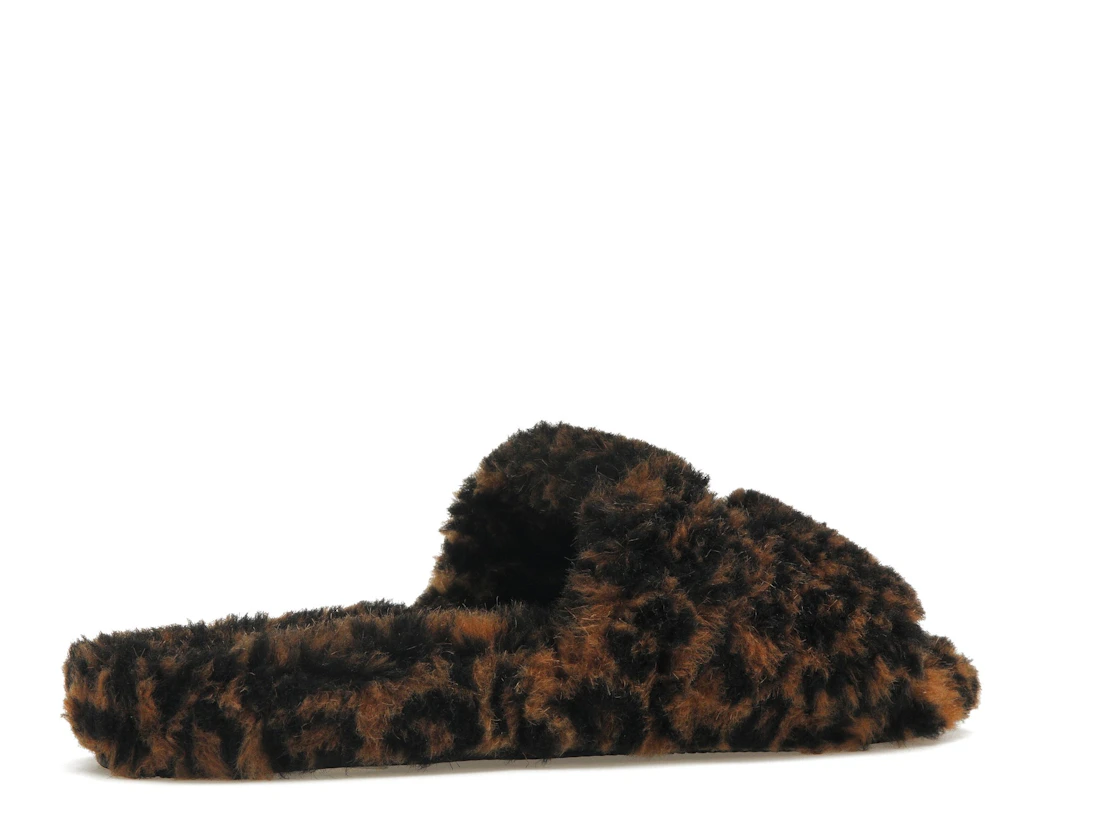 Vue 34 de Balenciaga Furry Slide Leopard Brown Black