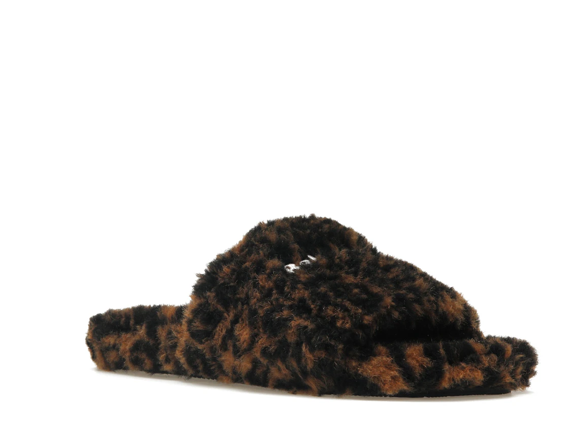 Vue 5 de Balenciaga Furry Slide Leopard Brown Black