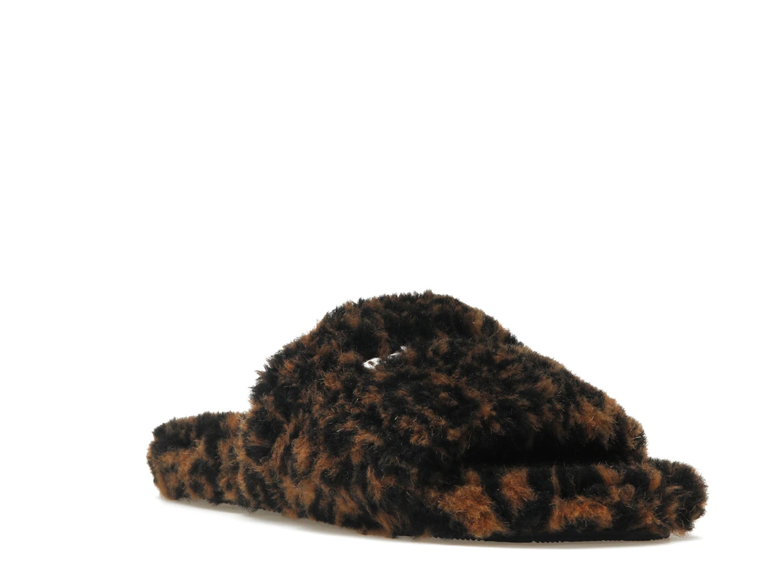 Vue 6 de Balenciaga Furry Slide Leopard Brown Black