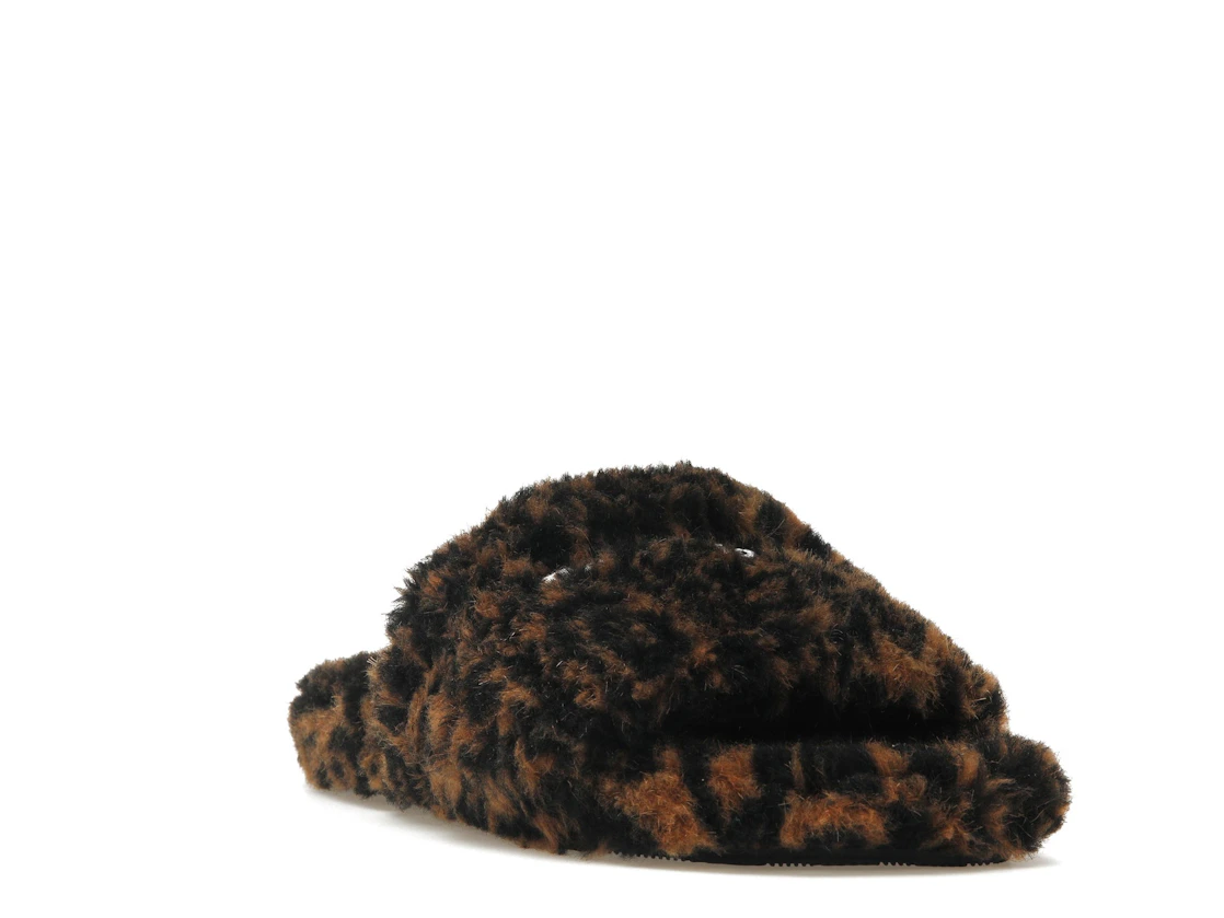 Vue 7 de Balenciaga Furry Slide Leopard Brown Black