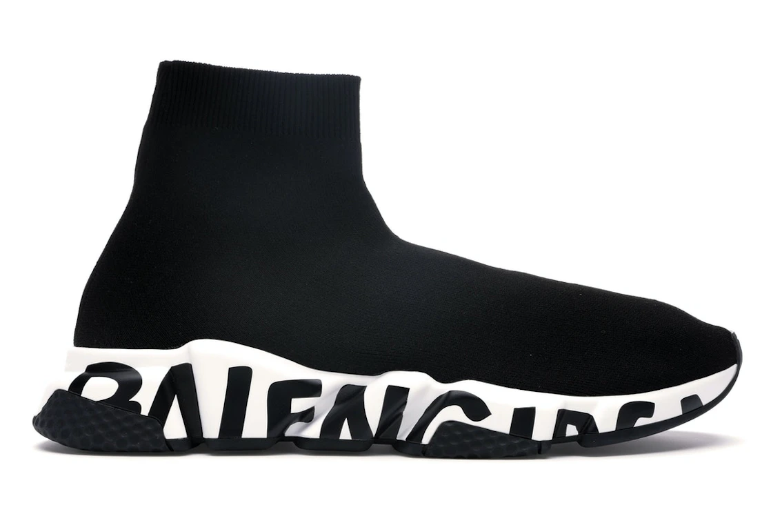 Vue 1 de Balenciaga Speed Graffiti Trainers Black White
