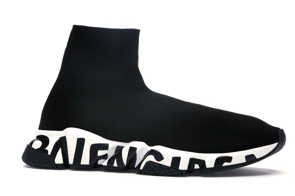 Vue 3 de Balenciaga Speed Graffiti Trainers Black White