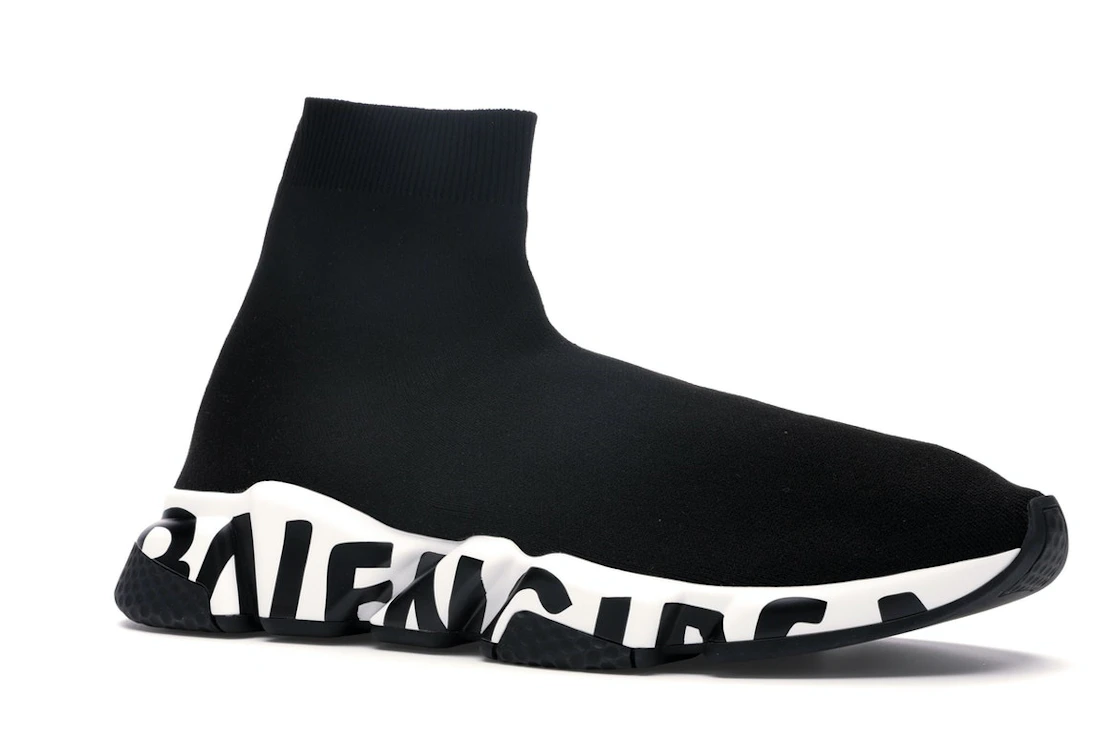 Vue 4 de Balenciaga Speed Graffiti Trainers Black White