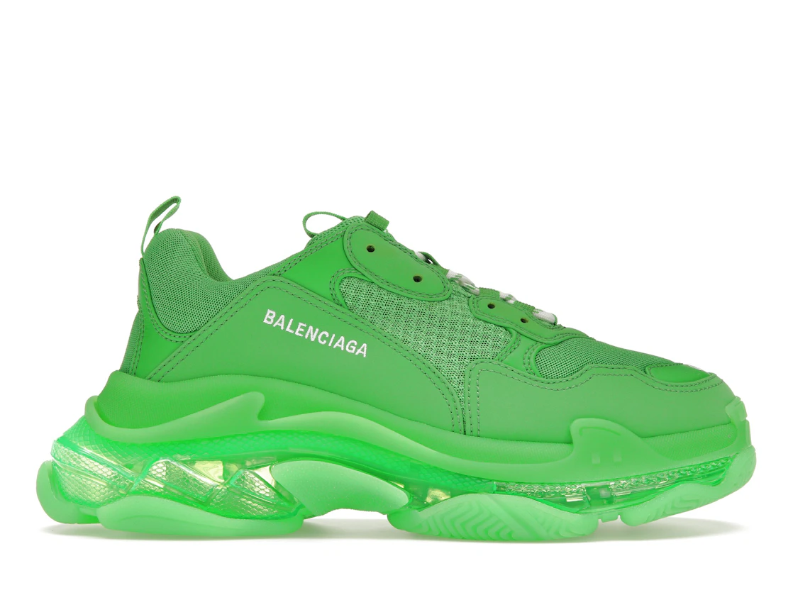 Vue 1 de Balenciaga Triple S Clear Sole Bright Green
