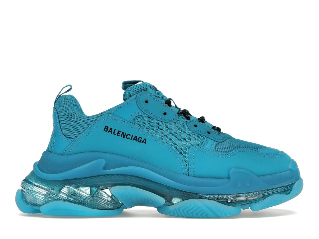 Vue 1 de Balenciaga Triple S Clear Sole Teal Blue