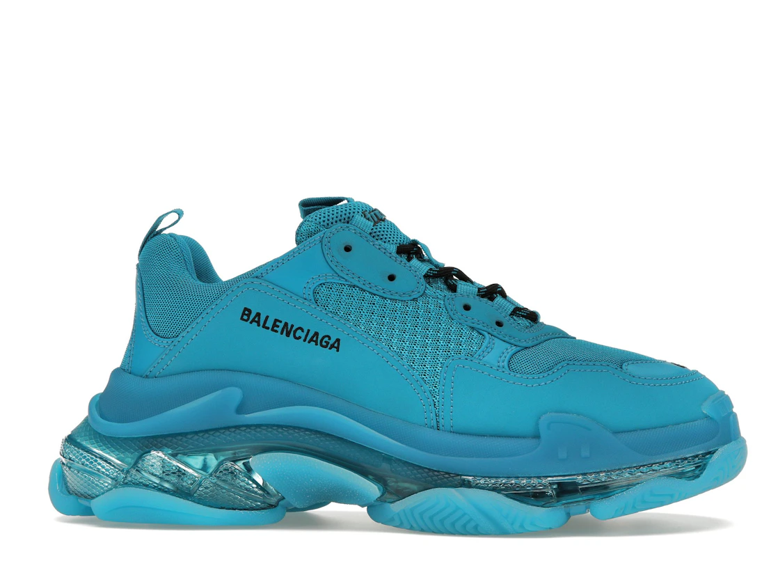 Vue 2 de Balenciaga Triple S Clear Sole Teal Blue