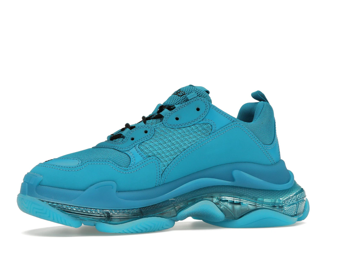 Vue 17 de Balenciaga Triple S Clear Sole Teal Blue