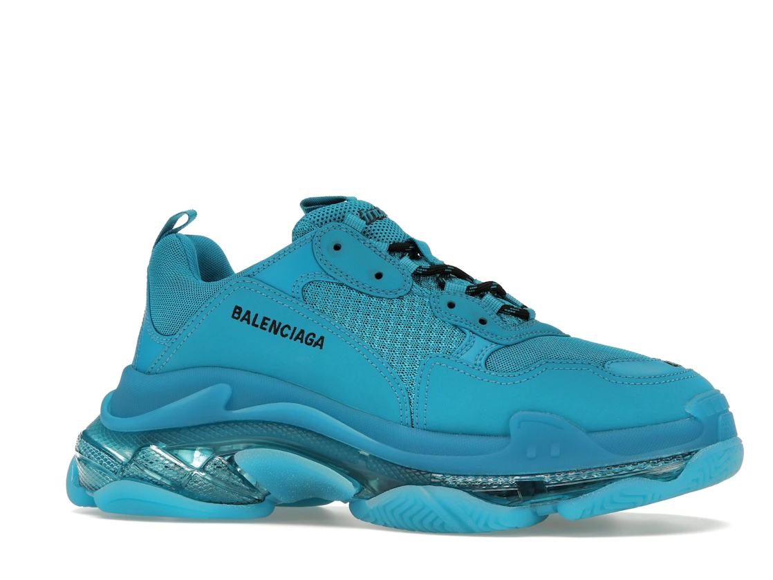Vue 3 de Balenciaga Triple S Clear Sole Teal Blue