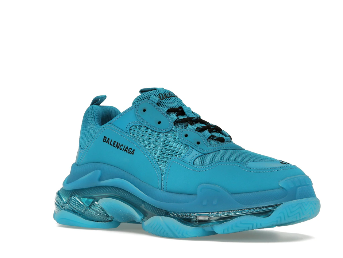 Vue 5 de Balenciaga Triple S Clear Sole Teal Blue