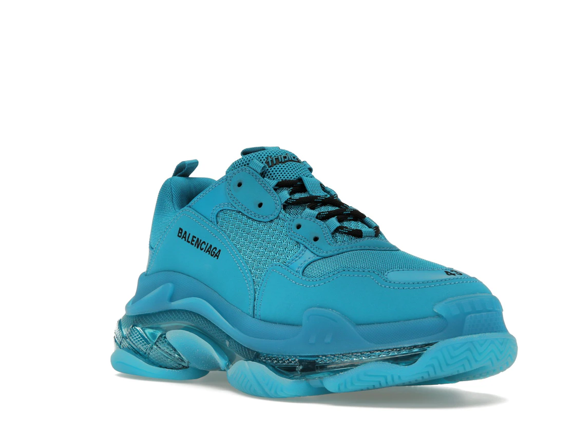 Vue 6 de Balenciaga Triple S Clear Sole Teal Blue