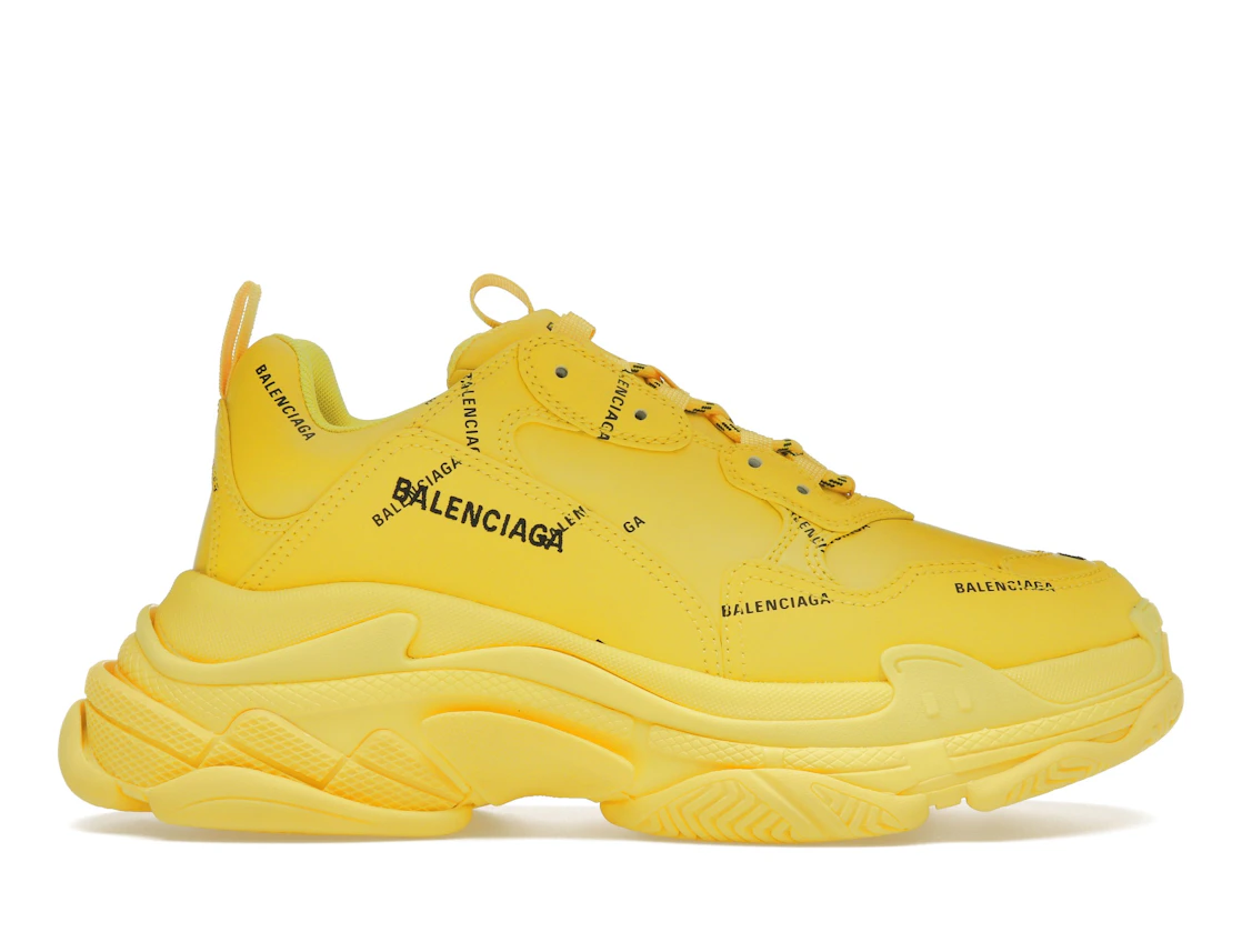 Vue 1 de Balenciaga Triple S Allover Logo Yellow