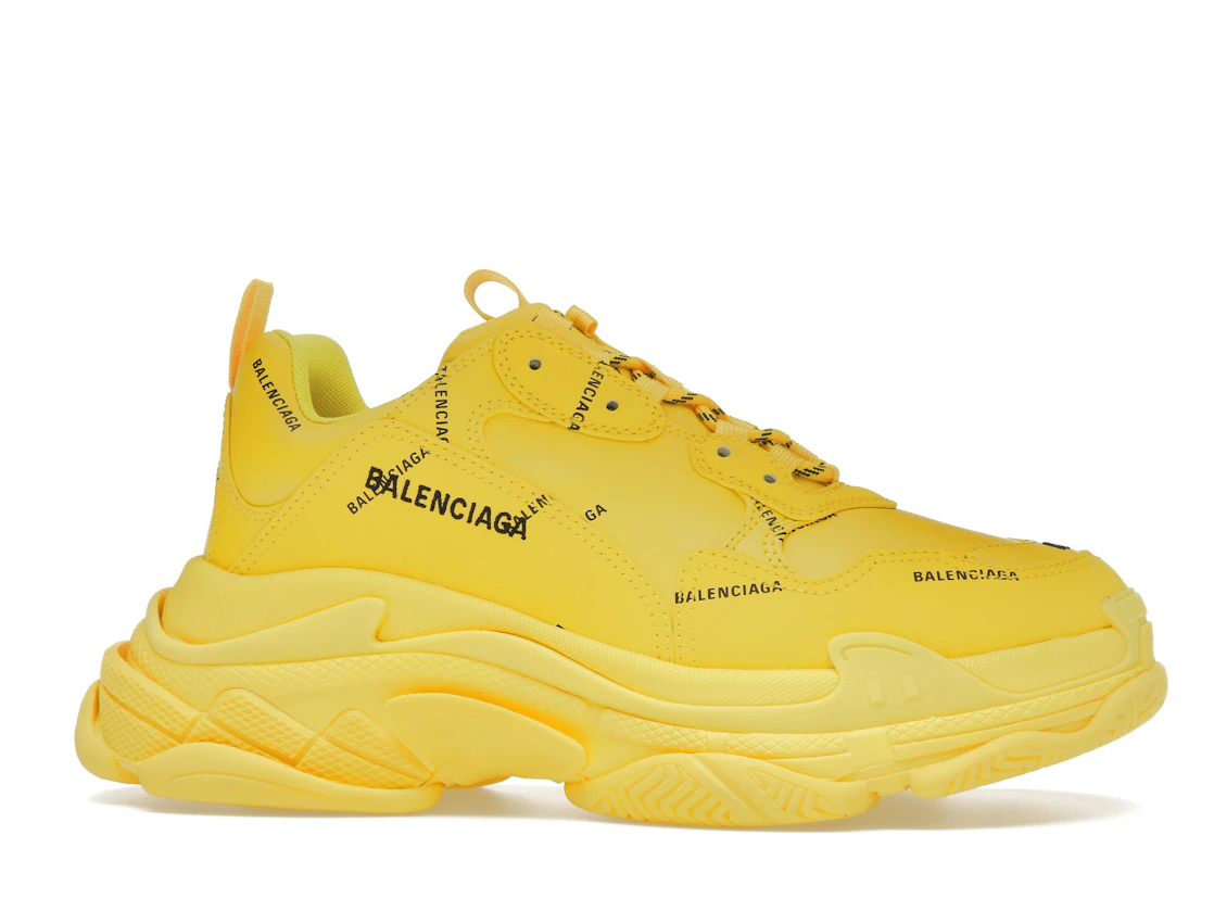 Vue 2 de Balenciaga Triple S Allover Logo Yellow