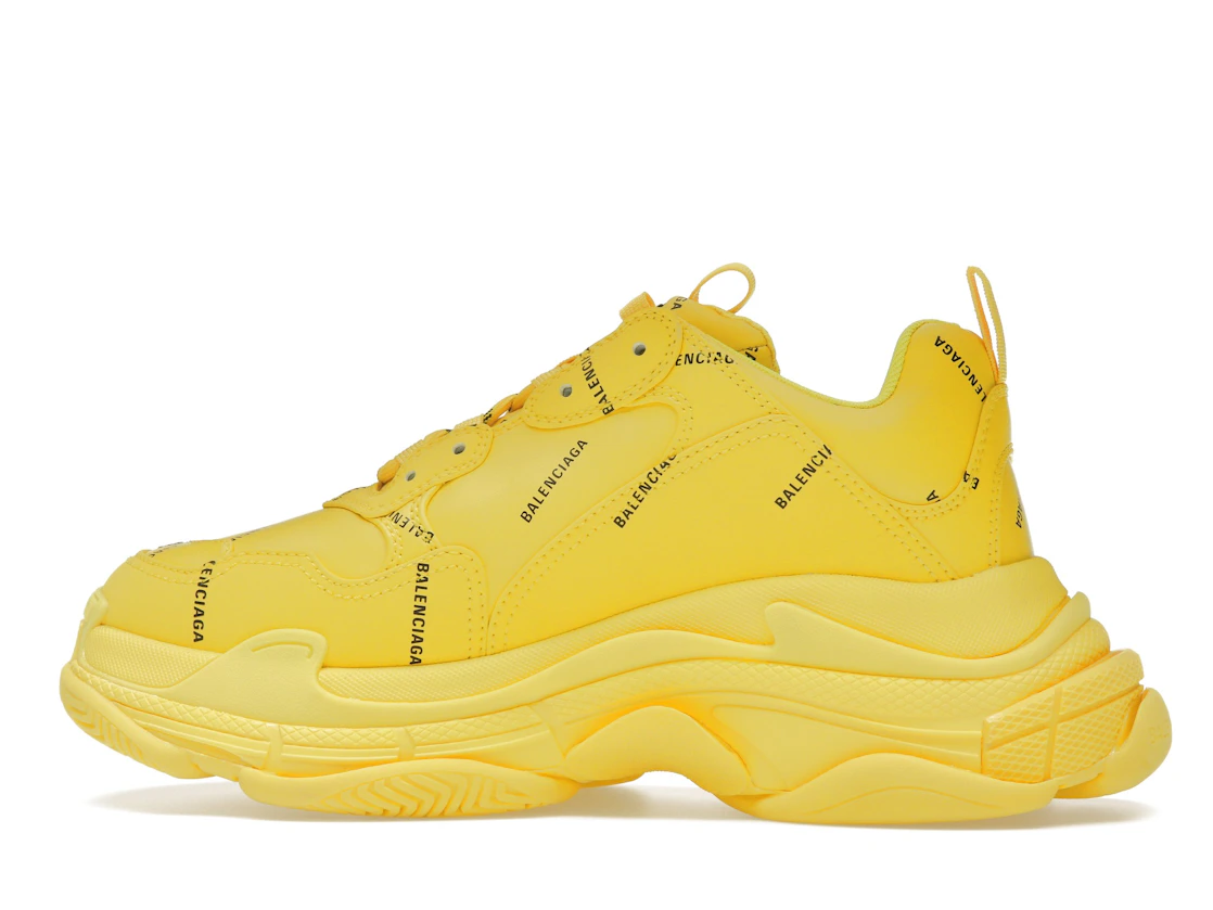 Vue 20 de Balenciaga Triple S Allover Logo Yellow