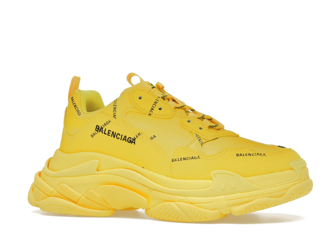 Vue 3 de Balenciaga Triple S Allover Logo Yellow