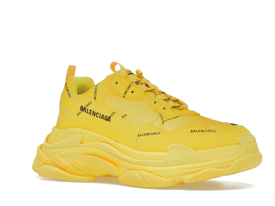 Vue 4 de Balenciaga Triple S Allover Logo Yellow