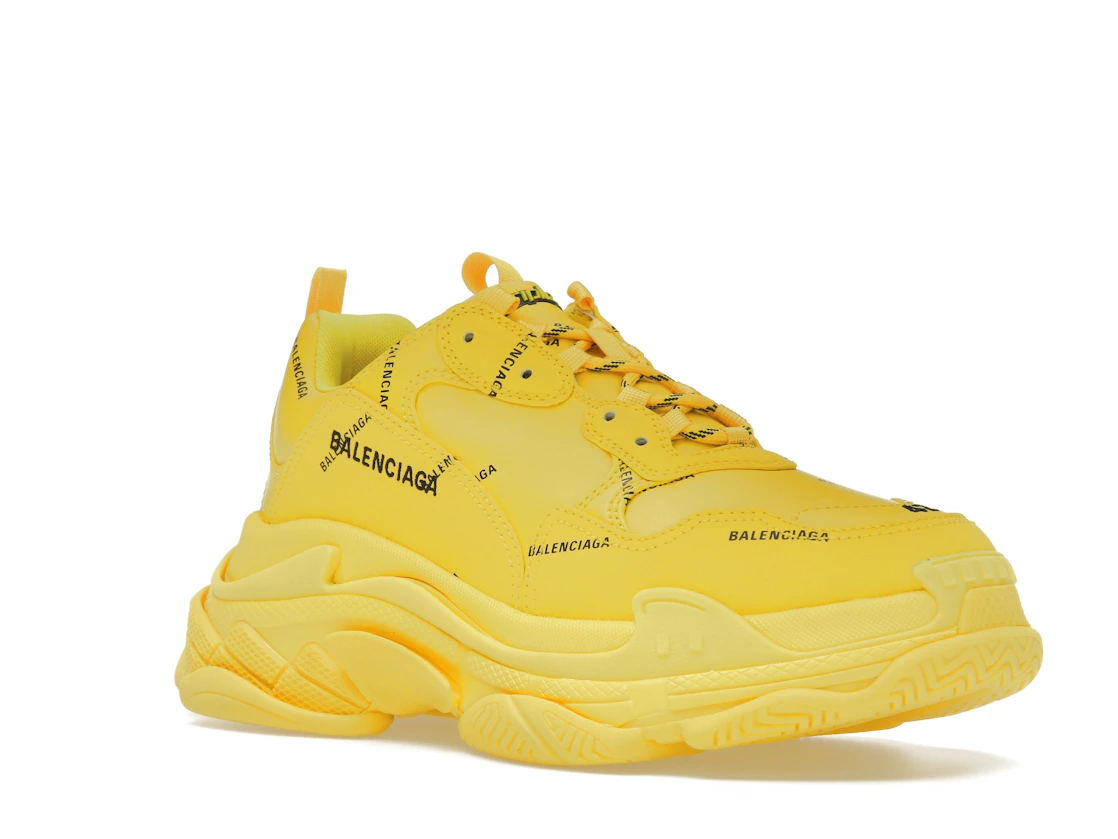 Vue 5 de Balenciaga Triple S Allover Logo Yellow