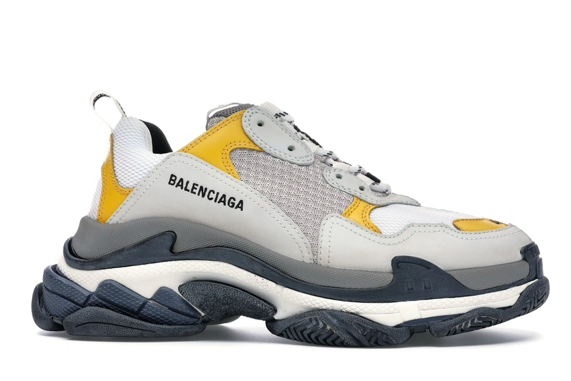 Vue 2 de Balenciaga Triple S Split White Light Grey Yellow