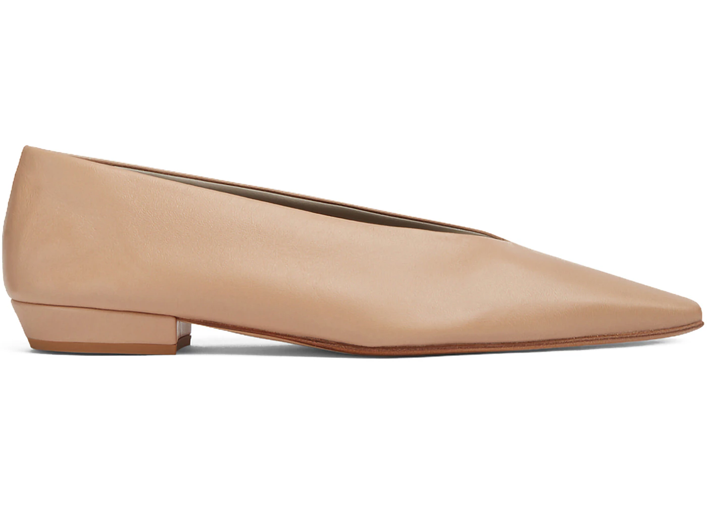 Bottega Veneta Almond Leather Ballet Flat Beige 