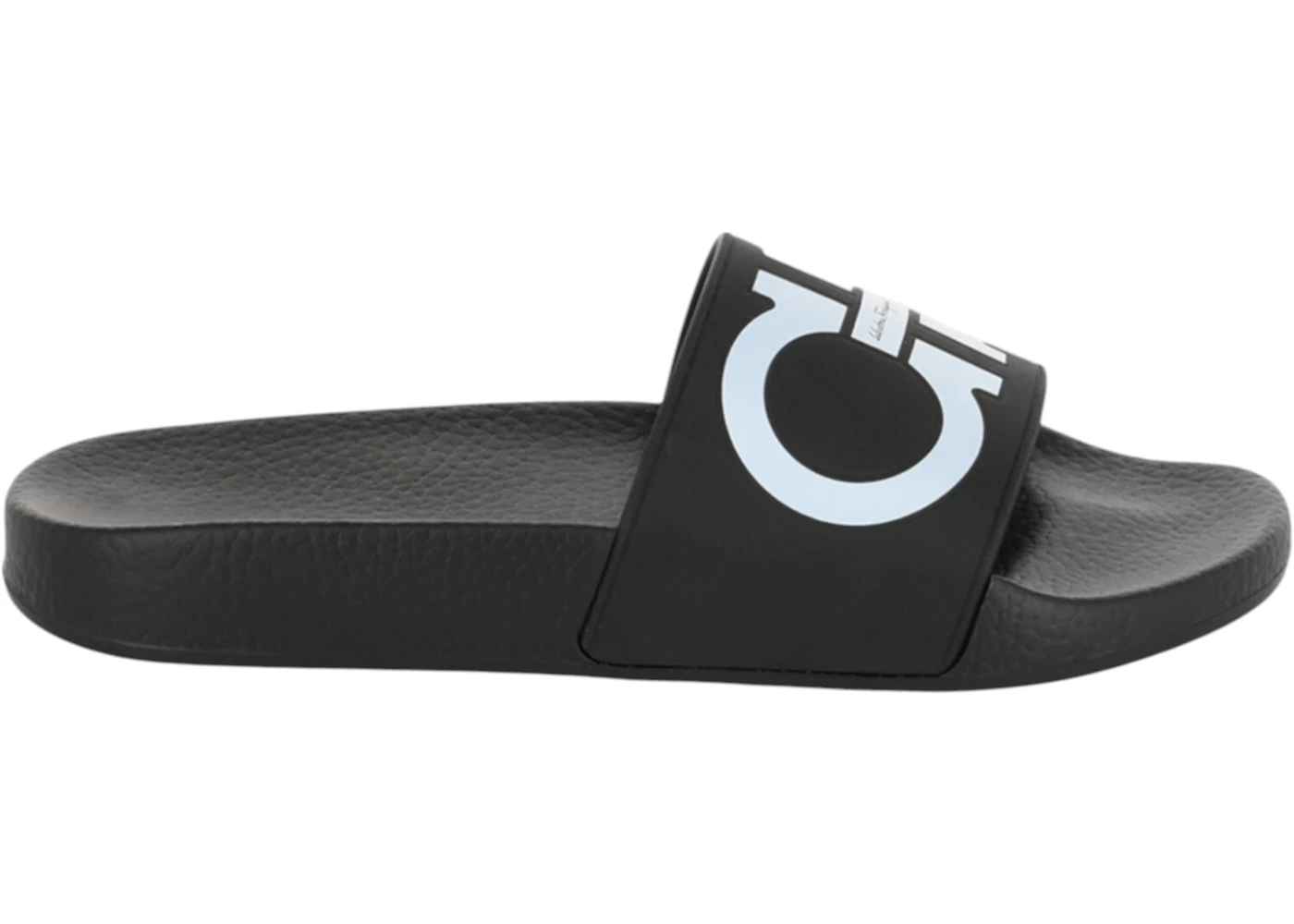 Ferragamo Groovy Dual Gancini Slides Black 