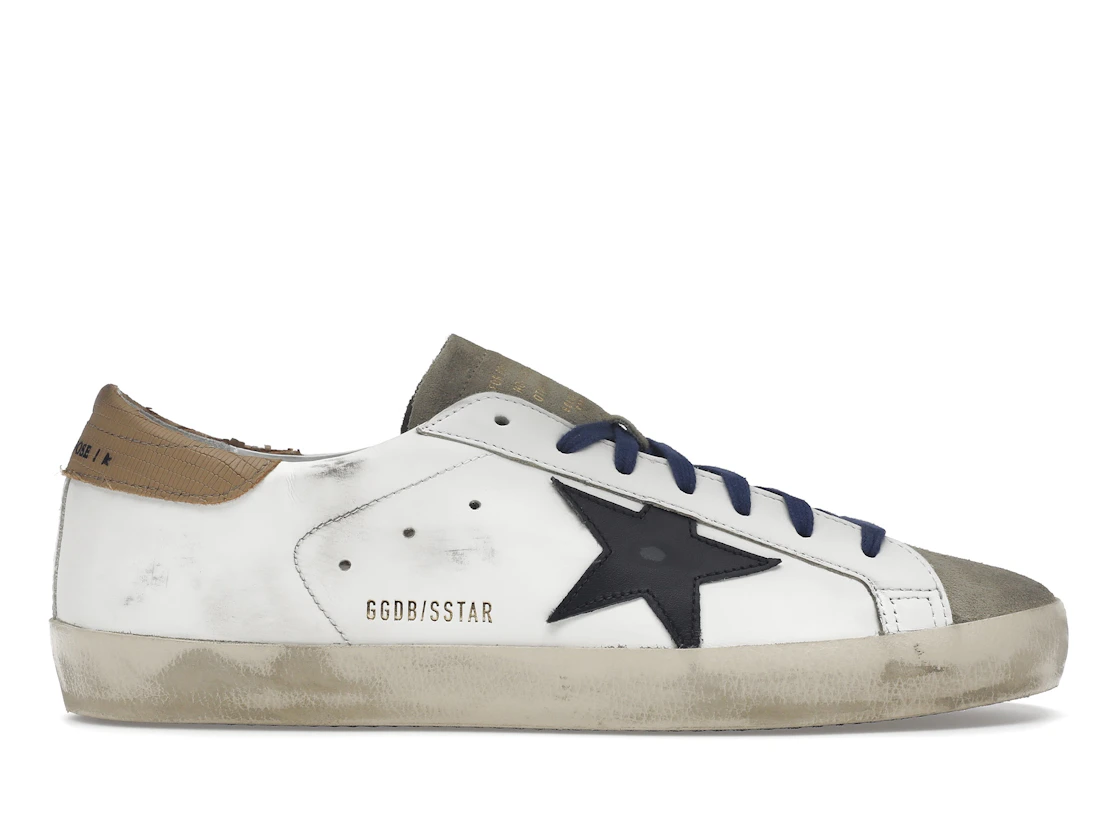 Vue 1 de Golden Goose Super-Star Suede Toe White Taupe Royal Blue Black