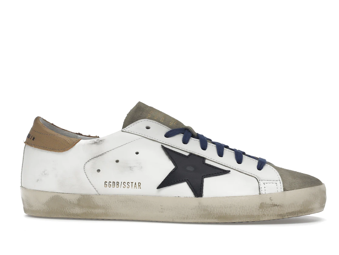 Vue 2 de Golden Goose Super-Star Suede Toe White Taupe Royal Blue Black
