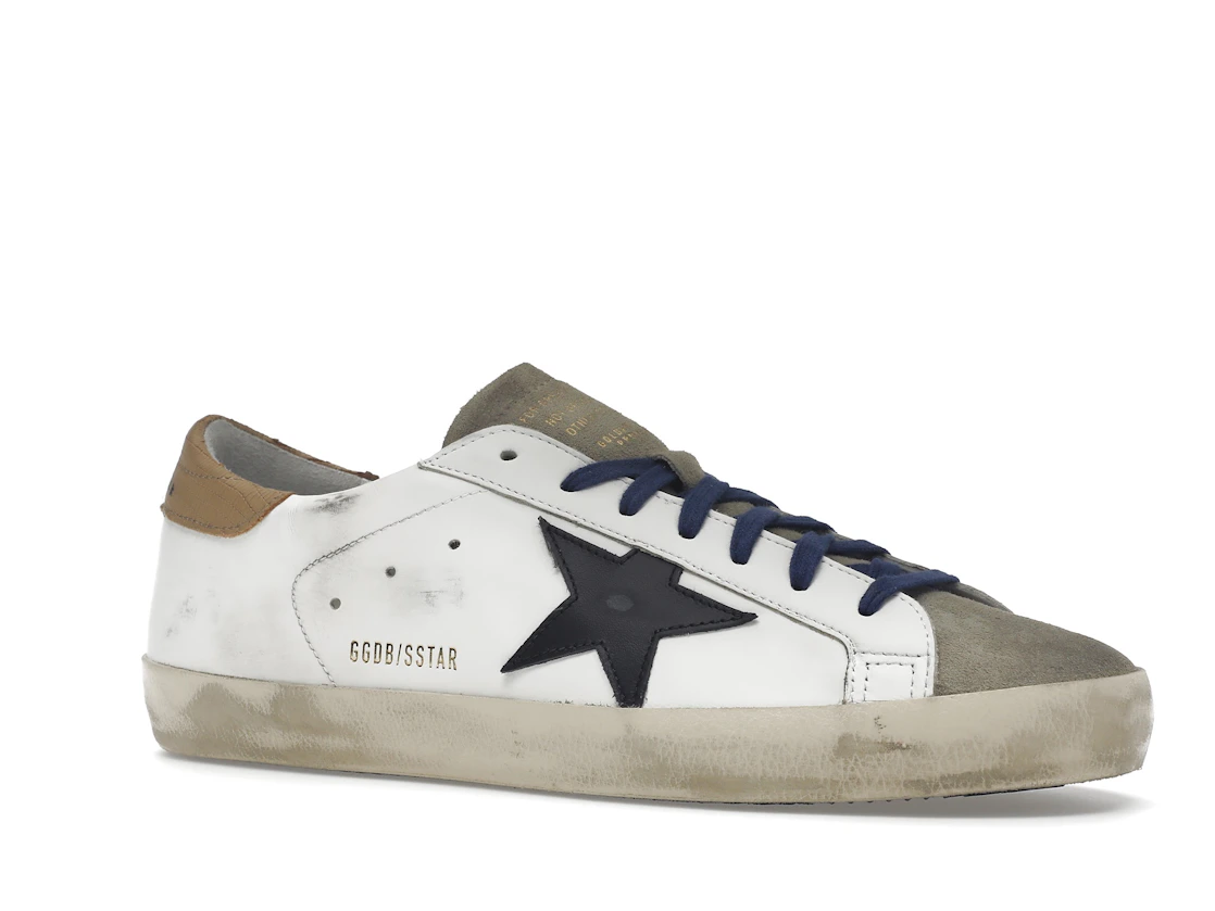 Vue 4 de Golden Goose Super-Star Suede Toe White Taupe Royal Blue Black