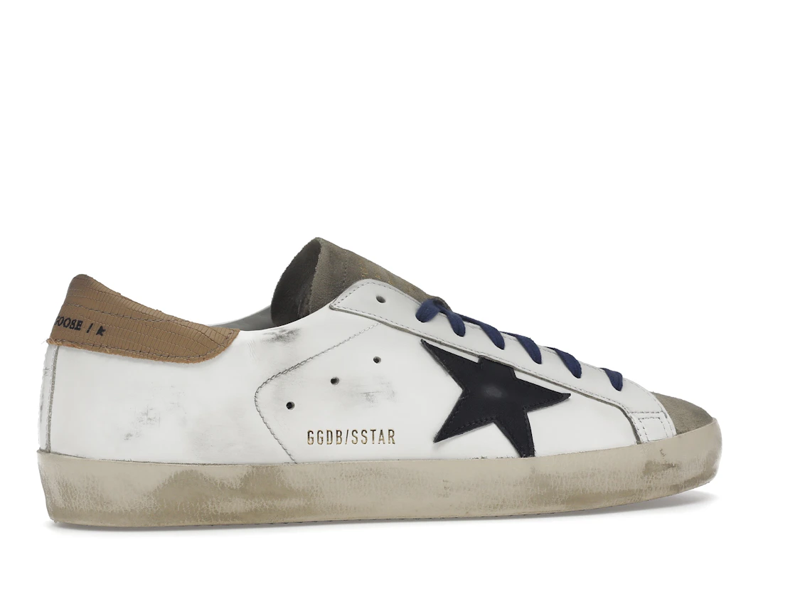 Vue 35 de Golden Goose Super-Star Suede Toe White Taupe Royal Blue Black