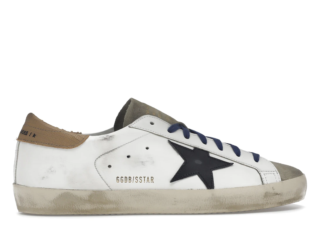 Vue 36 de Golden Goose Super-Star Suede Toe White Taupe Royal Blue Black