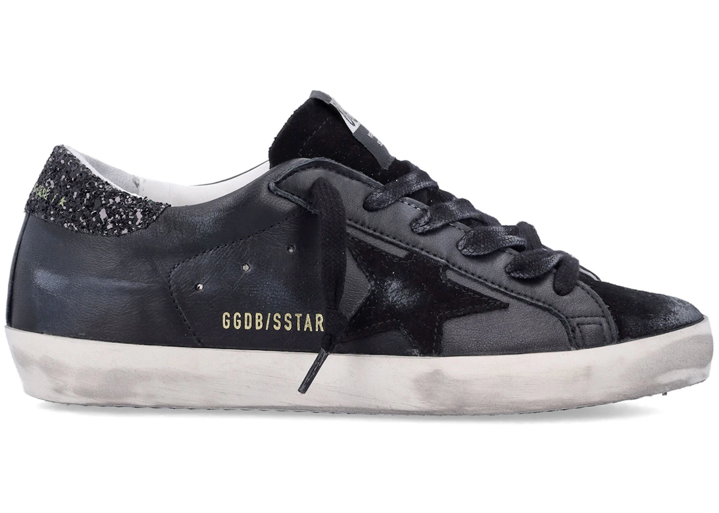 Golden Goose Superstar Black Glitter Heel 