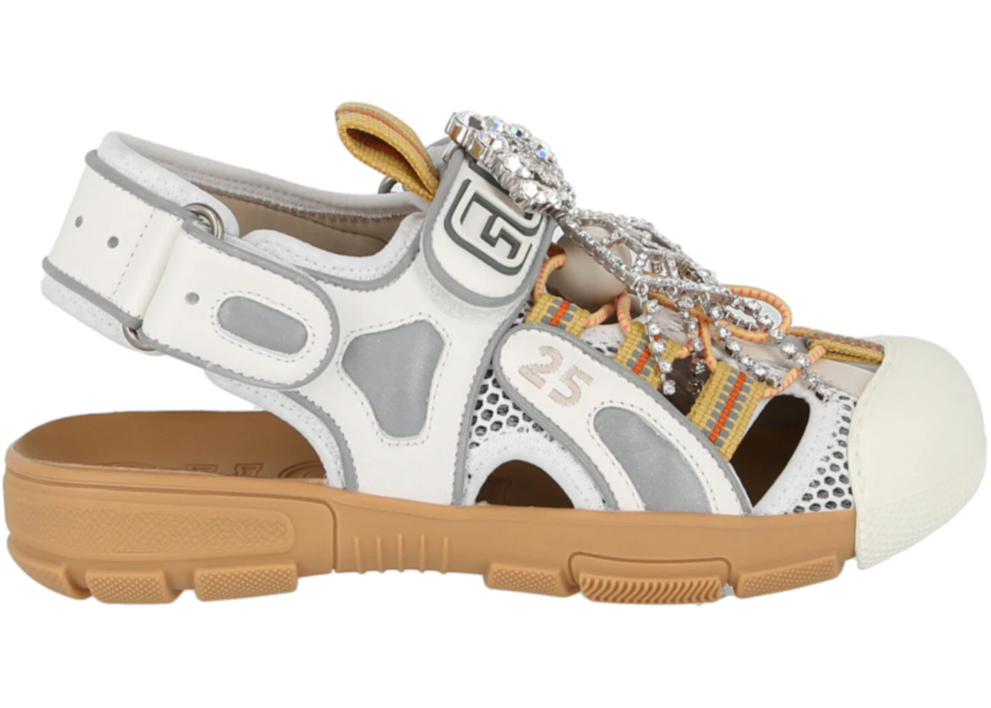 Gucci Tinsel Sport Sandals Crystal White Grey 