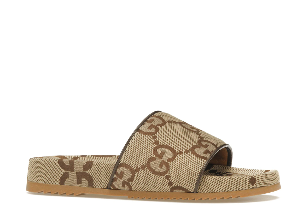 Vue 3 de Gucci maxi GG Canvas Slides Camel Ebony