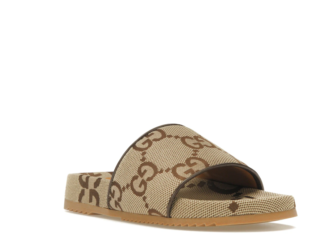 Vue 6 de Gucci maxi GG Canvas Slides Camel Ebony