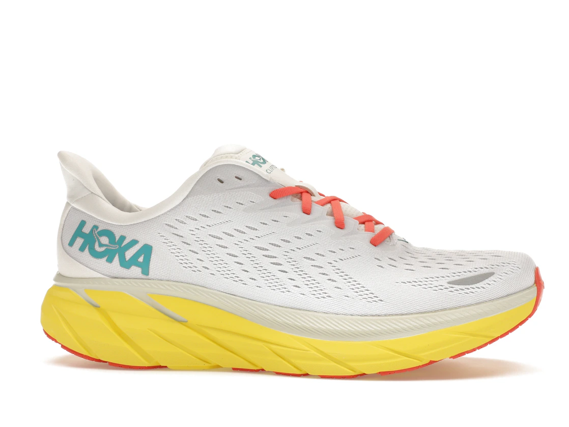 Vue 2 de Hoka One One Clifton 8 Blanc De Blanc Illuminating Yellow