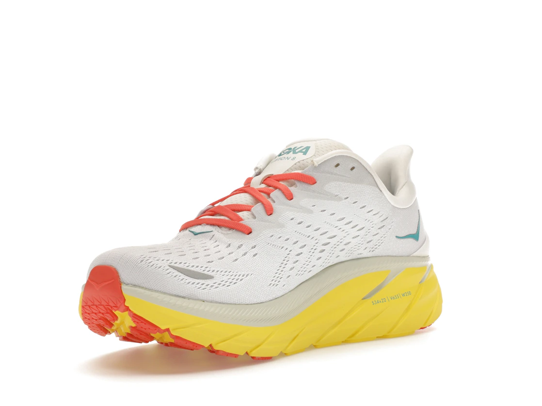 Vue 14 de Hoka One One Clifton 8 Blanc De Blanc Illuminating Yellow
