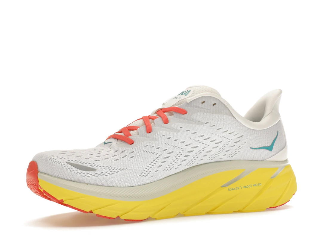 Vue 16 de Hoka One One Clifton 8 Blanc De Blanc Illuminating Yellow