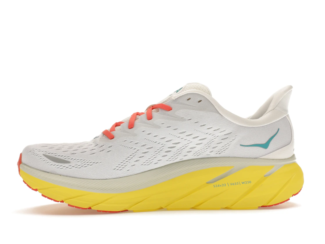 Vue 18 de Hoka One One Clifton 8 Blanc De Blanc Illuminating Yellow