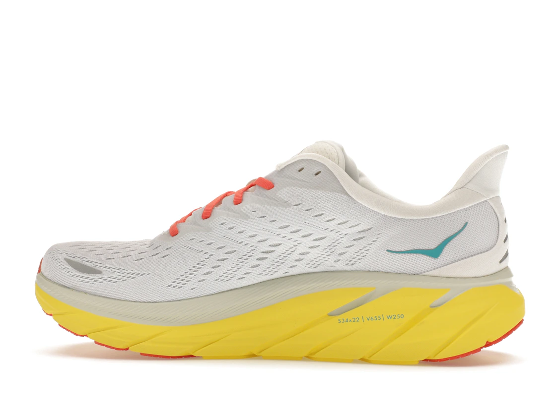 Vue 20 de Hoka One One Clifton 8 Blanc De Blanc Illuminating Yellow