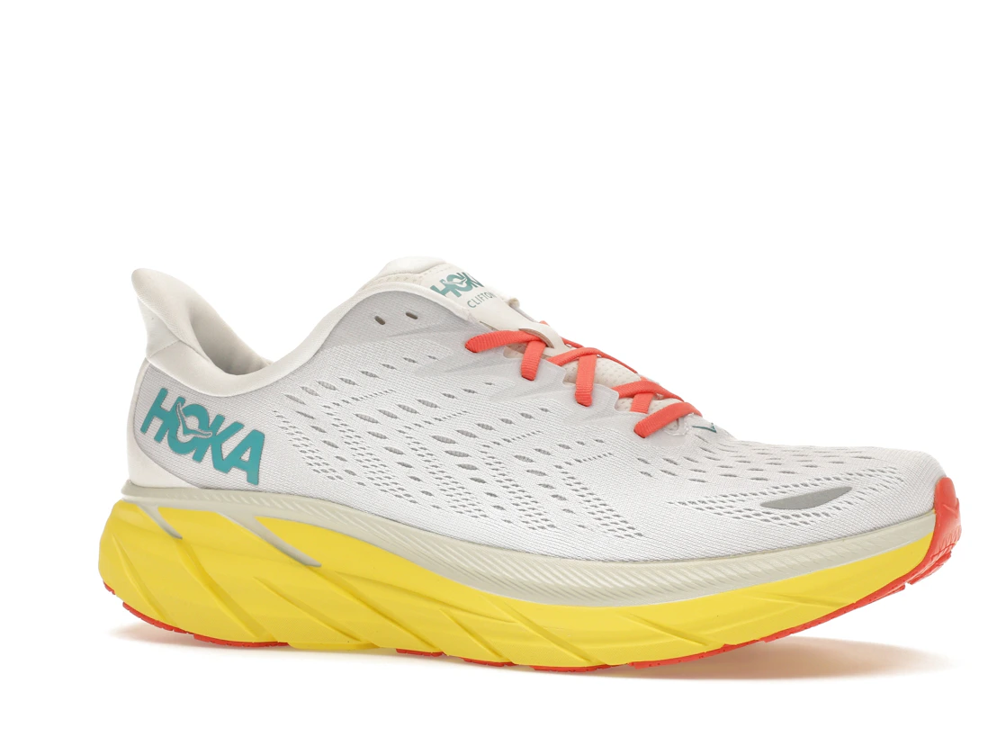 Vue 3 de Hoka One One Clifton 8 Blanc De Blanc Illuminating Yellow