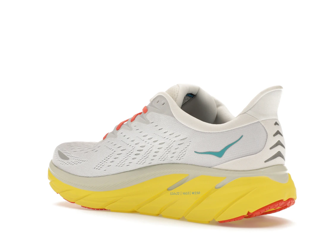 Vue 23 de Hoka One One Clifton 8 Blanc De Blanc Illuminating Yellow